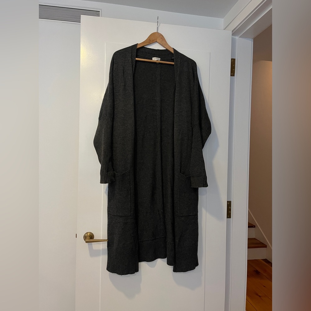 Kinross Cashmere Charcoal Open-Front Cardigan